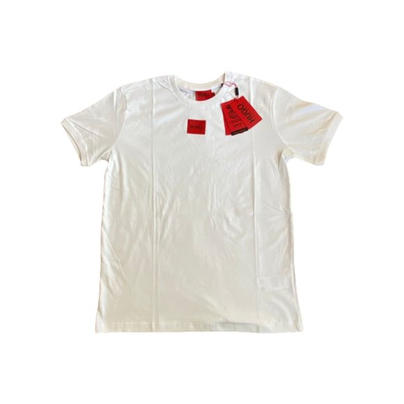 NWT HUGO BOSS Men's White Crew-neck T-Shirt With Red logo label Size S - XXL - Picture 2 of 4